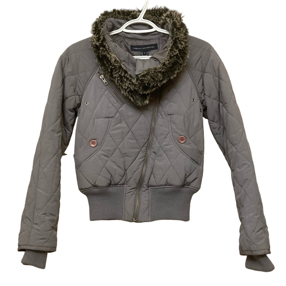 Vintage French Connection Cropped Bomber Style Puffer Jacket